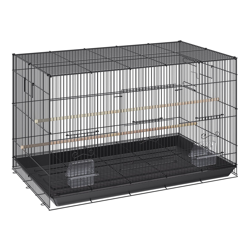 Black metal bird flight cage