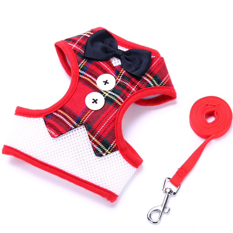 Vest-style dress with leash for small dogs