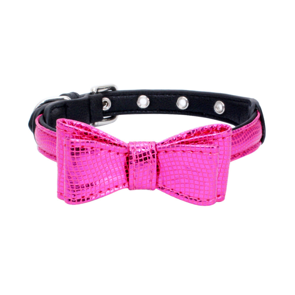Patterned leather bow tie collar for pets