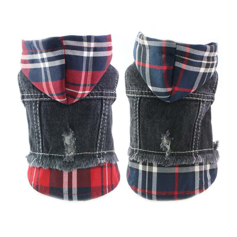 Plaid Denim Vest for Bichon Teddy Bulldog Dogs