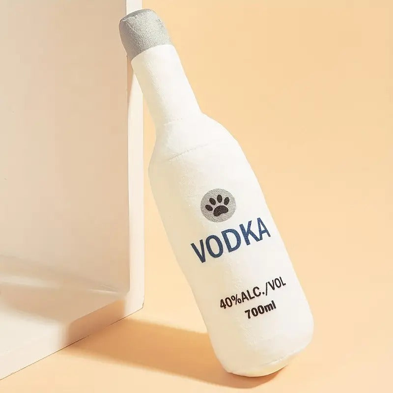 Plush Stuffed Vodka Whiskey Bottle Dog Toy