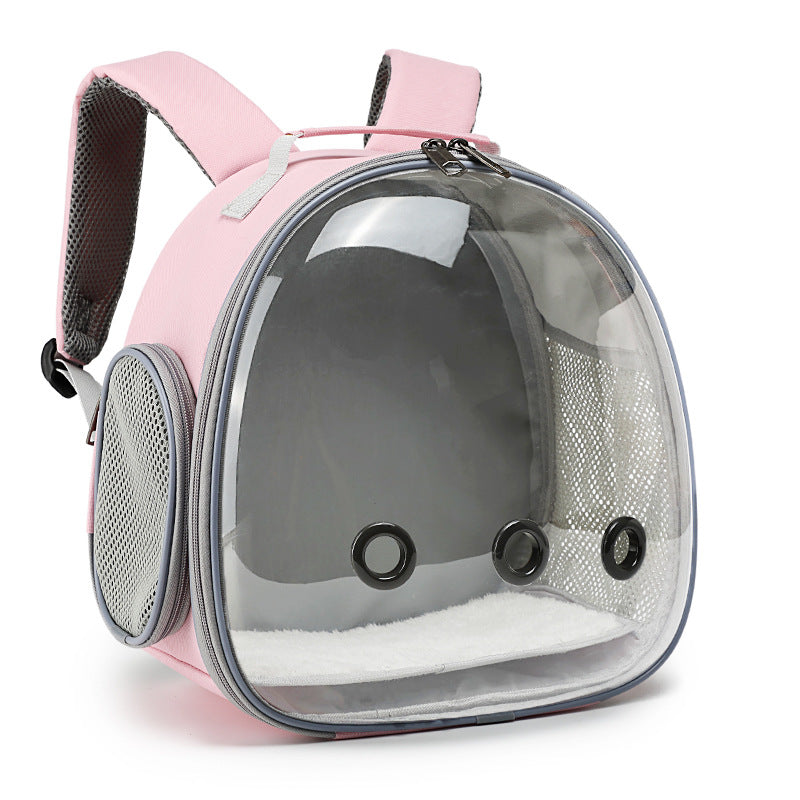 Small pet carrier backpack with clear bubble window