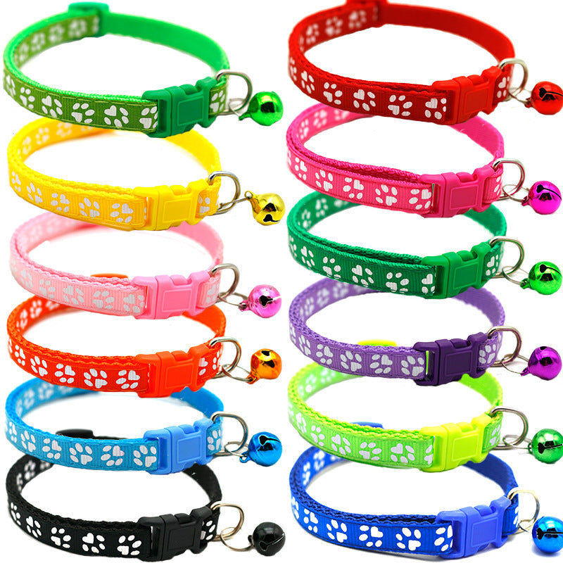 Slim adjustable pet collar with bell