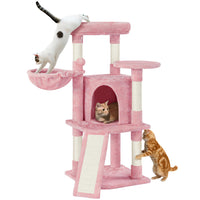Yaheetech Cat Tree 42in Cat Tower for Indoor Cats Cat House with Large Perch & Scratching Posts & Cozy Condo & Scratching Ramp Cat Activity Center Cat Furniture Pink