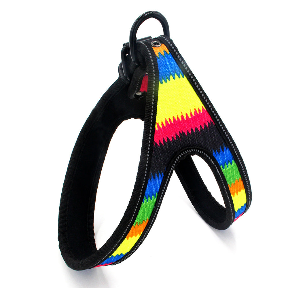 Reflective Pet Harness in Colorful Printed Oxford Fabric