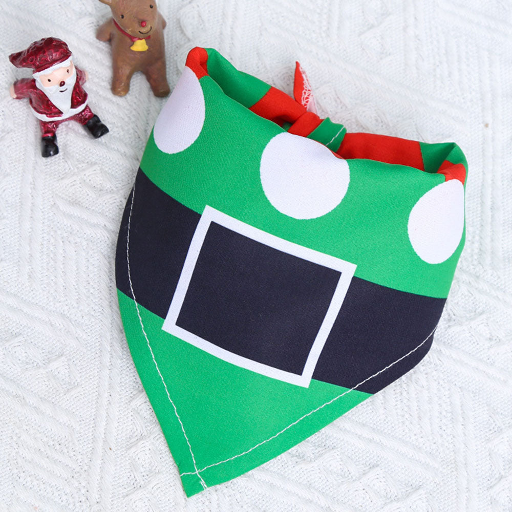 Christmas Cotton Print Pet Dress and Triangle Scarf