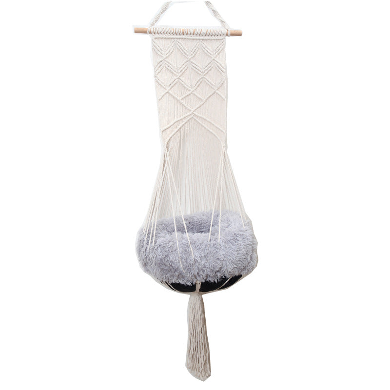Bohemian Cat Swing Pet Bed with Handmade Lace Design