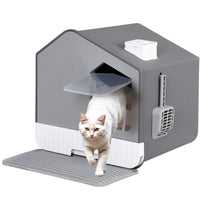 Extra Large Enclosed Cat Litter Box with Mat and Litter Scoop Odorless Cat Toilet Anti-Splashing Cat Kitty Litter Pan Covered Hooded Cat Box