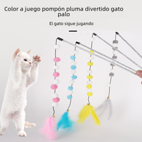 Factory Direct Cat Teaser Wand with Pom Poms