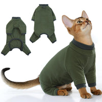 PUMYPOREITY Sticky Hair Cat Clothes Prevent Hair Loss Cat Pajamas Soft Cat Sweaters for Cats Only Cat Hair Sticky Onesie Cat Recovery Suit After Surgery Green 2XL