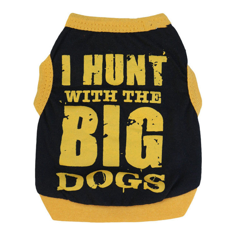 Cotton Black Printed Big Dog Vest for Pets