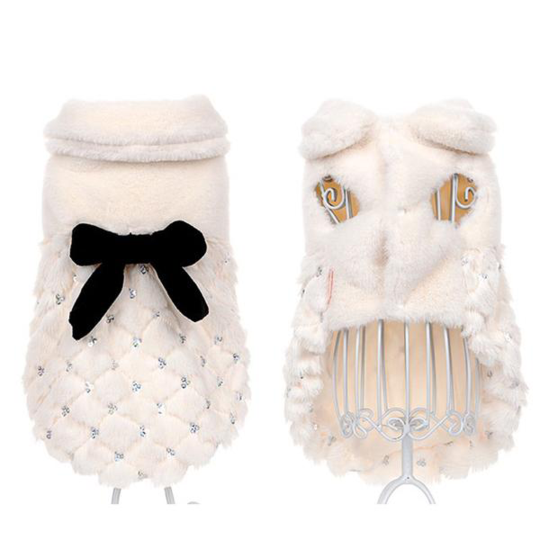 Elegant Bowknot Plush Dog Coat for Pets (Spring/Fall)