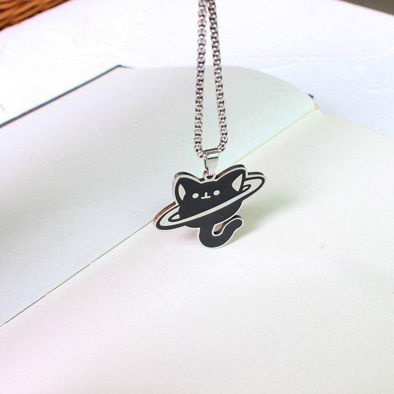 Cat in a Box Necklace - Creative Black Cat Pendant