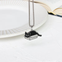 Cat in a Box Necklace - Creative Black Cat Pendant