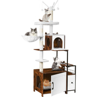 Cat Tree with Litter Box Enclosure 3-in-1
