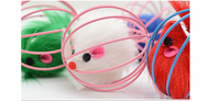 Wire Cage Mouse Toy for Cats with Rabbit Fur Mouse