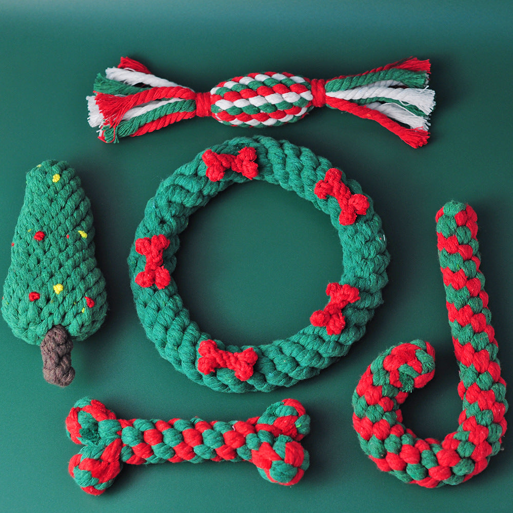 Cotton Thread Dog Toy - Christmas Tree Gift Doll