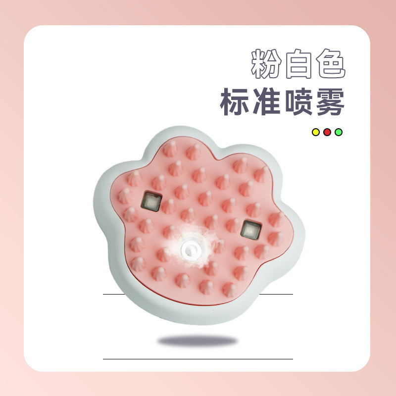 Pet Grooming Brush with Cat Paw Design and UV Sterilization
