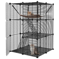 3-Tier Cat Cage Indoor Cat Enclosures DIY Cat Kennel Detachable Metal Wire Cat Playpen with Hammock for 1-2 Cats Ferret Chinchilla Rabbit