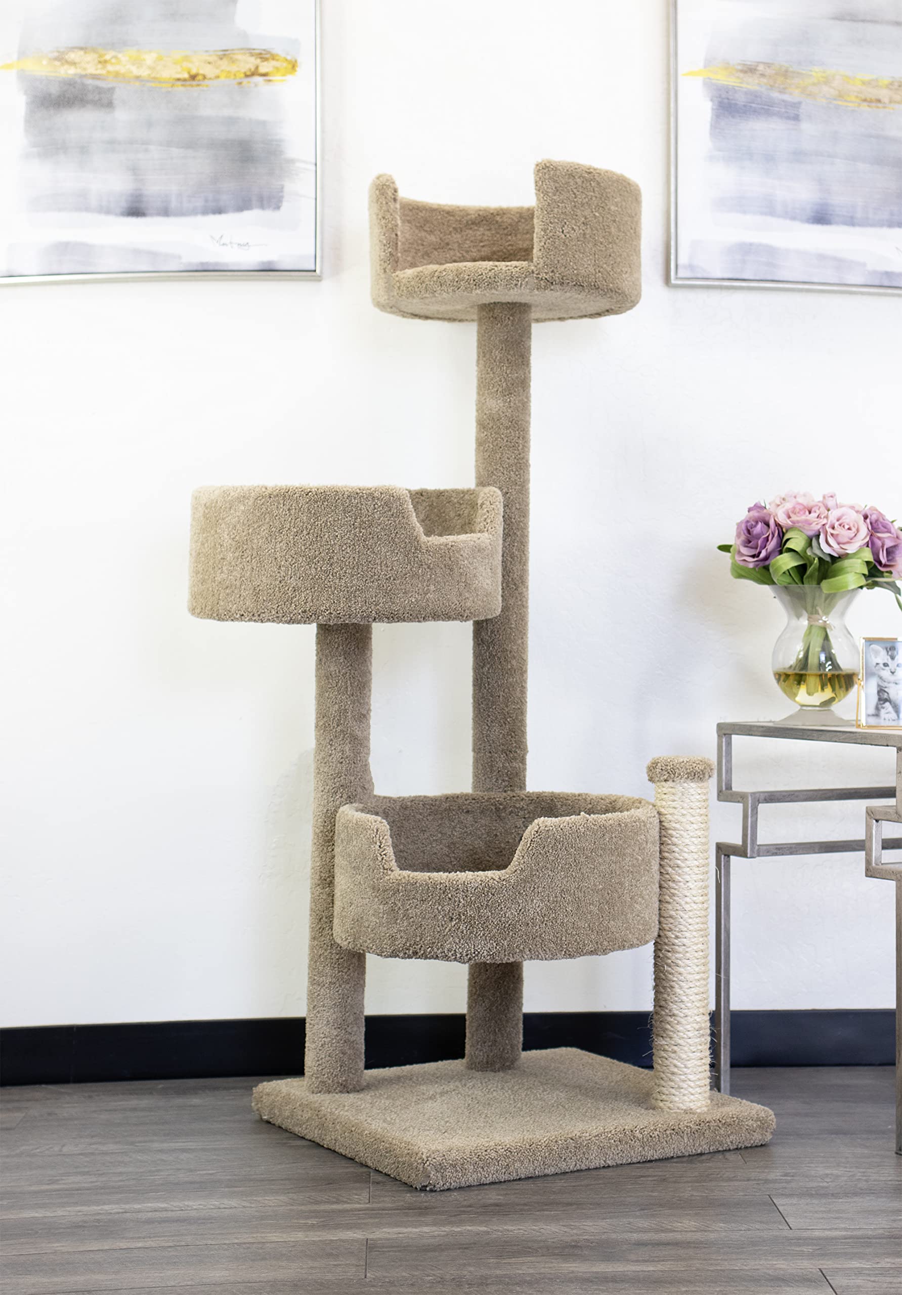 New Cat Condos Wood and Carpet Cat Tree for Big Cats