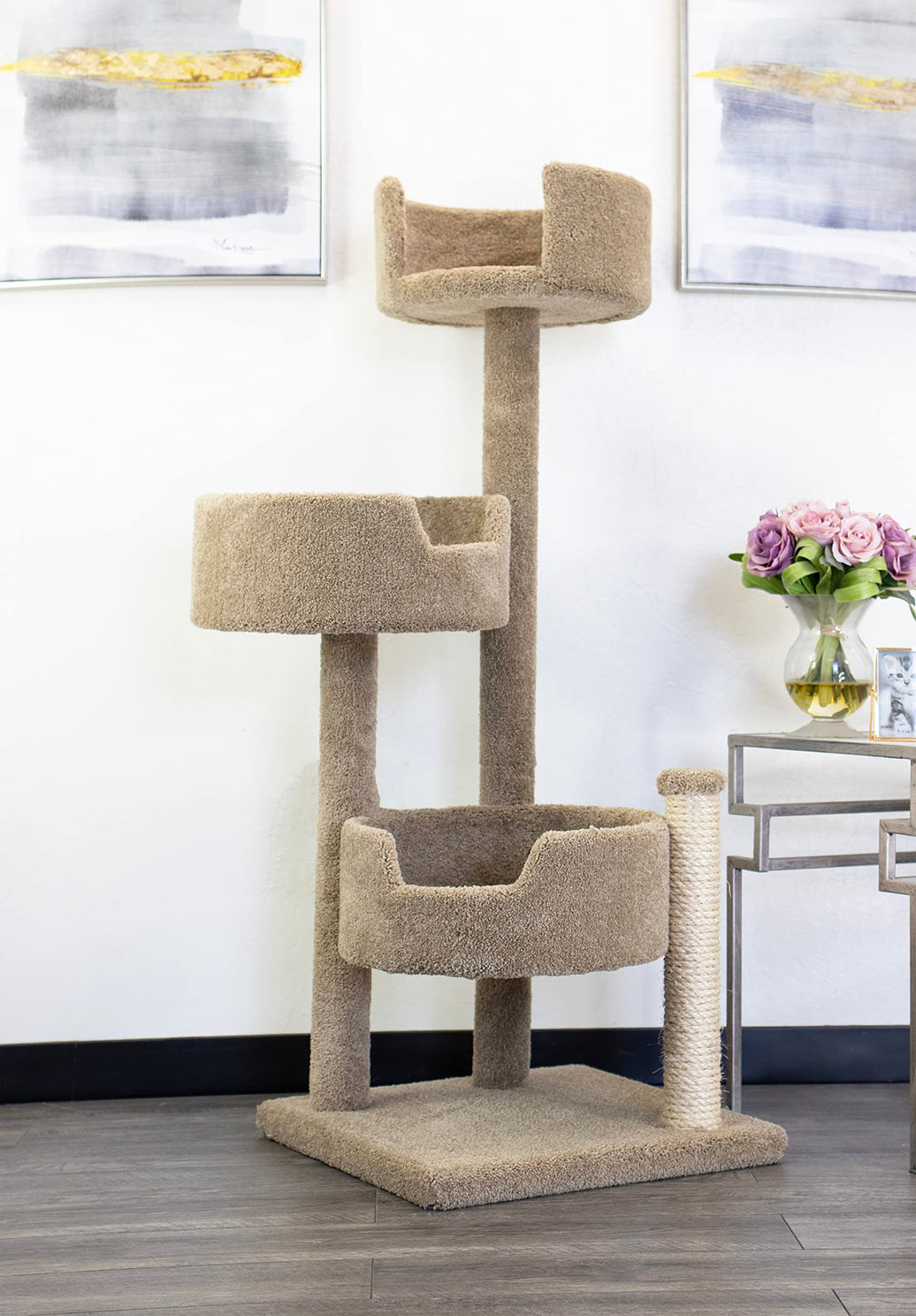 New Cat Condos Wood and Carpet Cat Tree for Big Cats