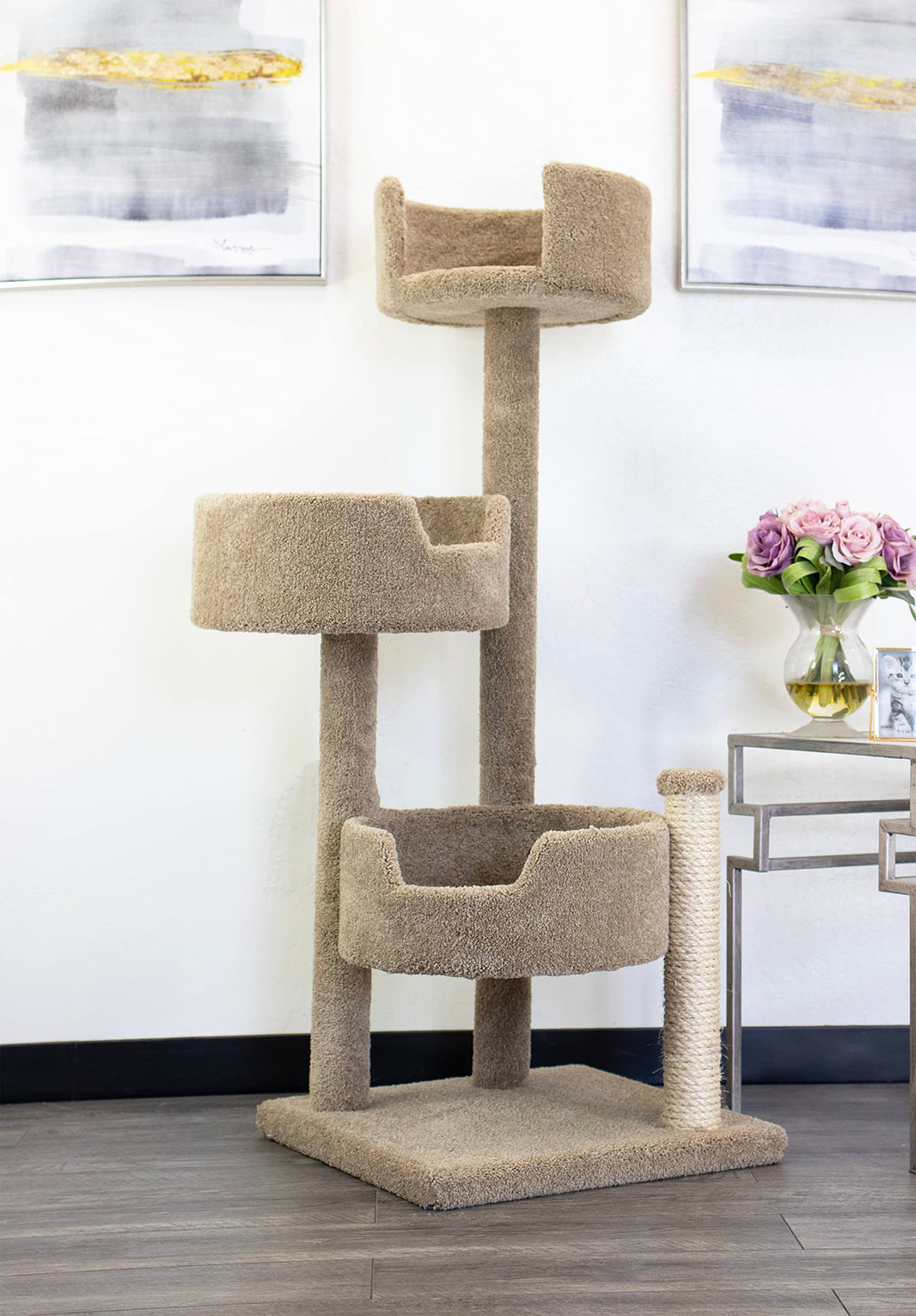 New Cat Condos Wood and Carpet Cat Tree for Big Cats