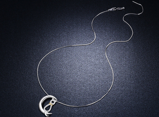 Silver Cat Ring and Crescent Cat Necklace