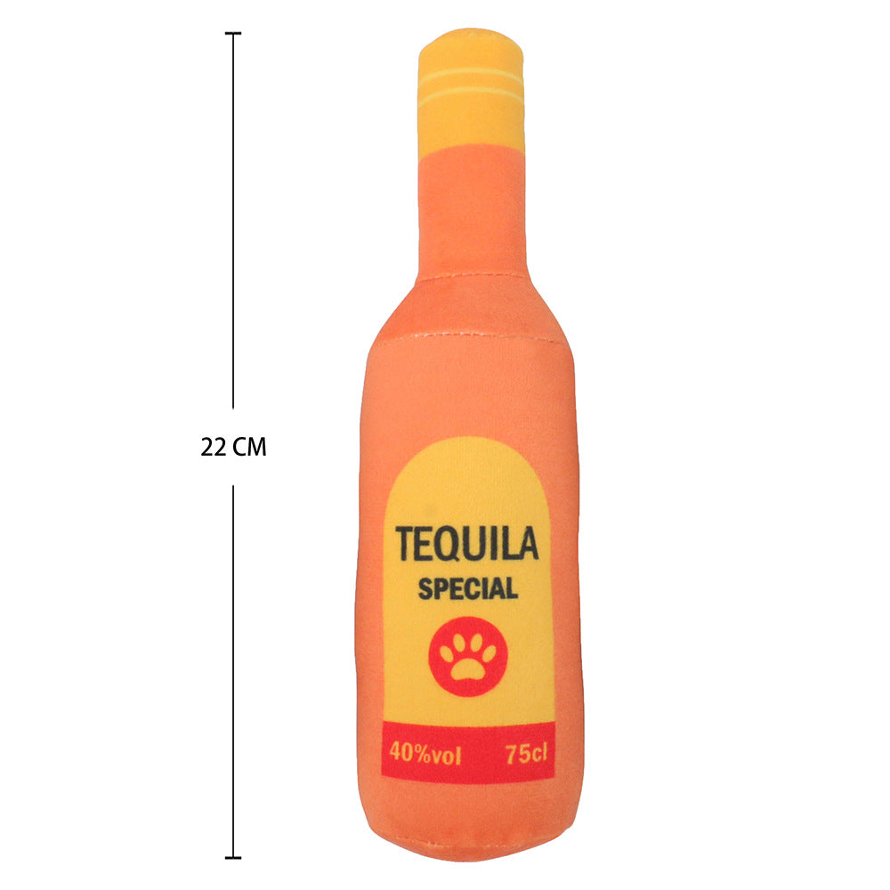 Plush Stuffed Vodka Whiskey Bottle Dog Toy