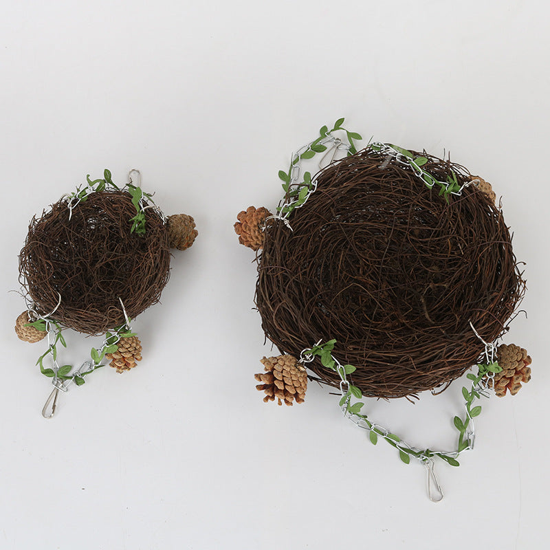 Parrot Nesting Boxes with Grass Weaving and Pine Wood