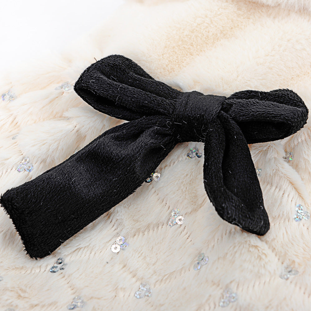 Elegant Bowknot Plush Dog Coat for Pets (Spring/Fall)