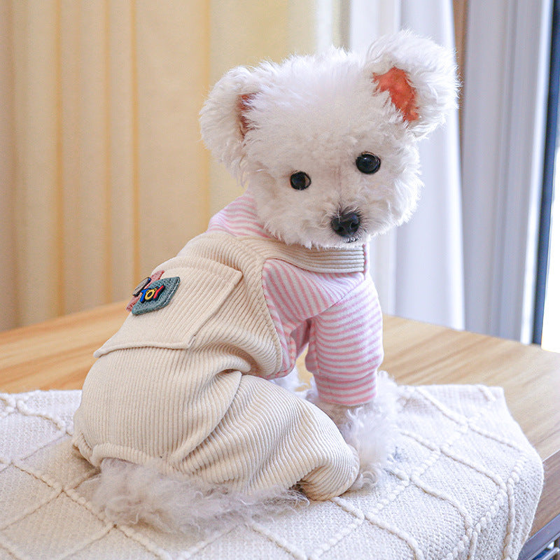 Toy Overall for Dogs - Striped Spring/Fall Outfit (One Set)
