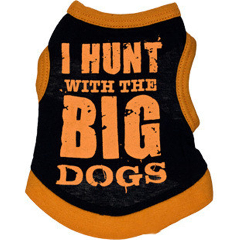 Cotton Black Printed Big Dog Vest for Pets