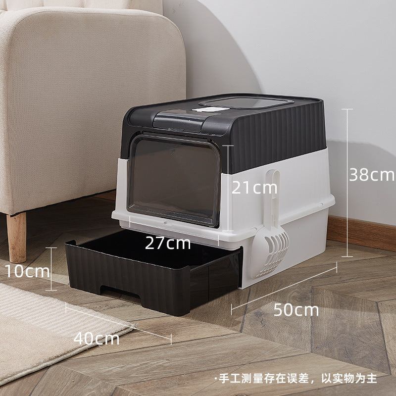 Large Closed Cat Litter Box with Anti-Splash Design