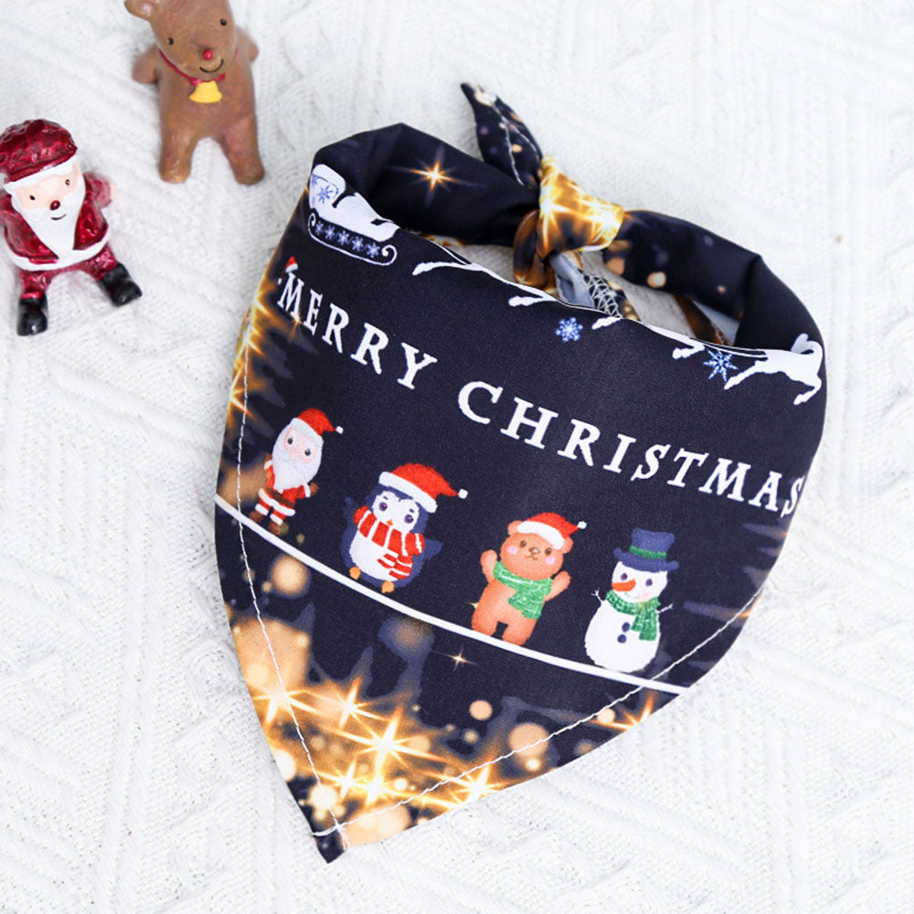 Christmas Cotton Print Pet Dress and Triangle Scarf