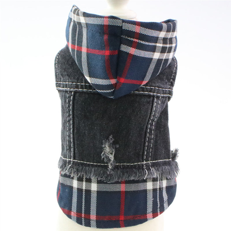 Plaid Denim Vest for Bichon Teddy Bulldog Dogs