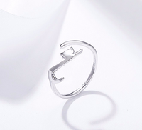 Silver Cat Ring and Crescent Cat Necklace