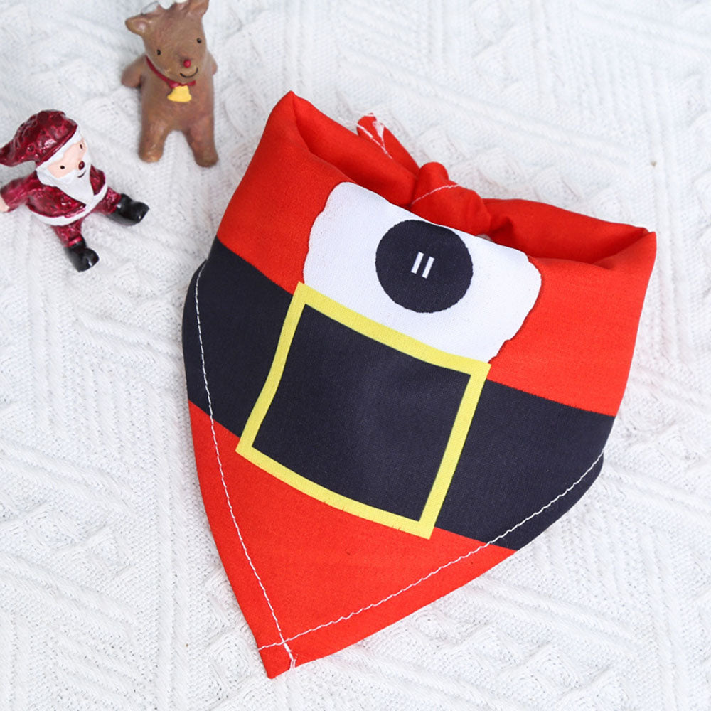 Christmas Cotton Print Pet Dress and Triangle Scarf
