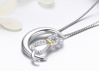 Silver Cat Ring and Crescent Cat Necklace