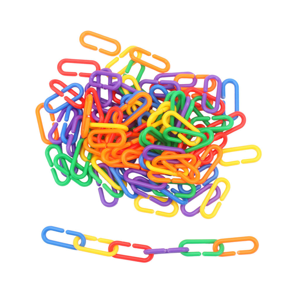 100PCS C-shaped Plastic Chain Buckle Bird Toy