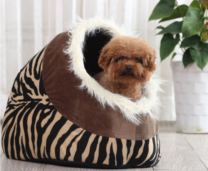 Leopard Print Pet Bed for Dogs and Cats
