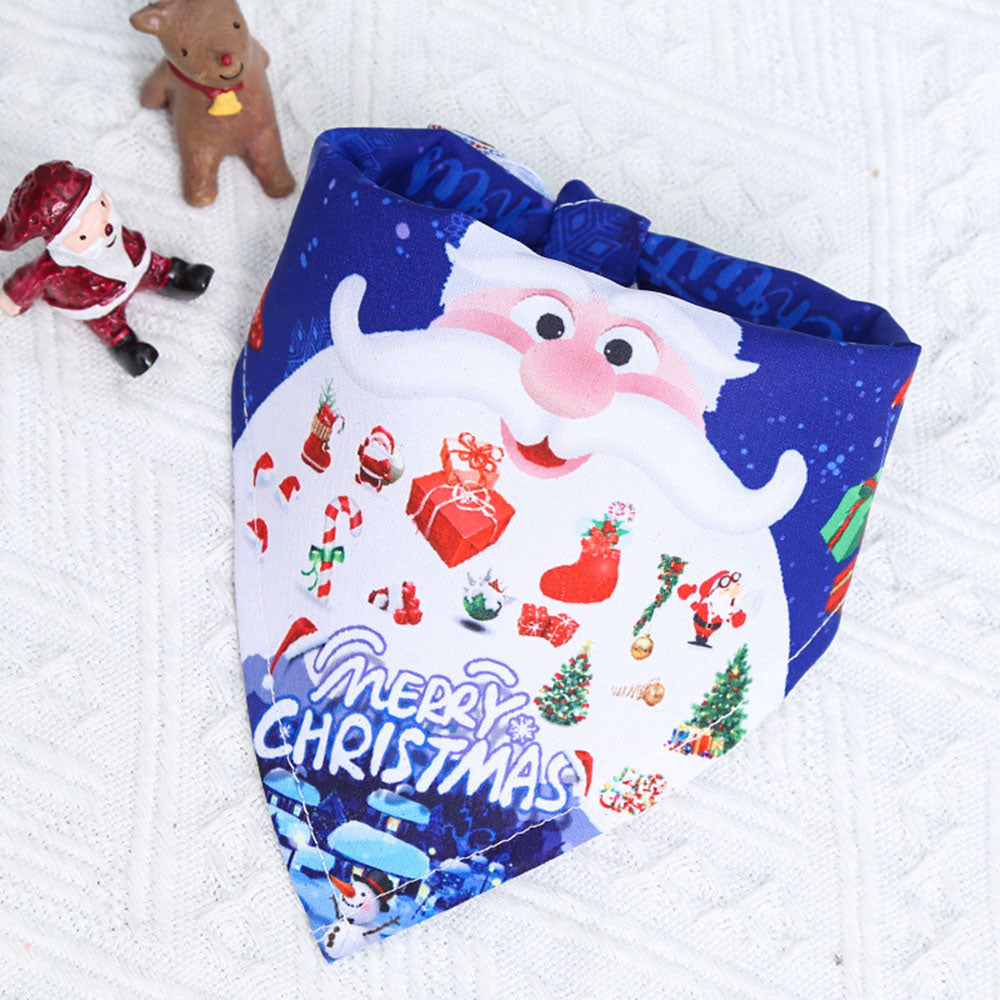 Christmas Cotton Print Pet Dress and Triangle Scarf