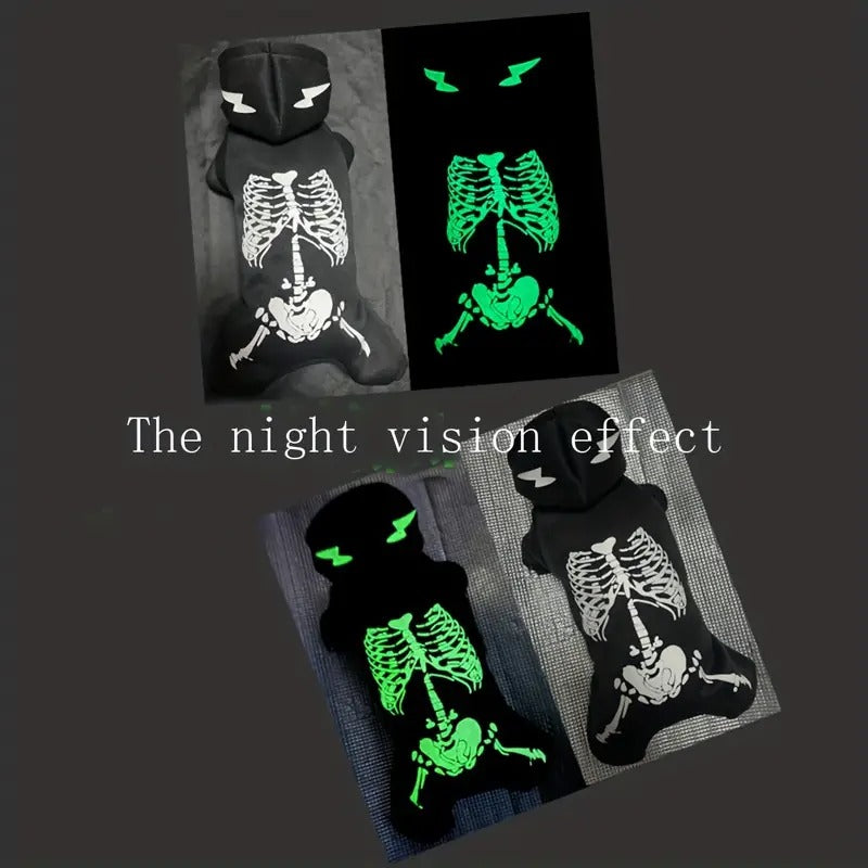 Glow-in-the-Dark Skeleton Costume for Small Dogs