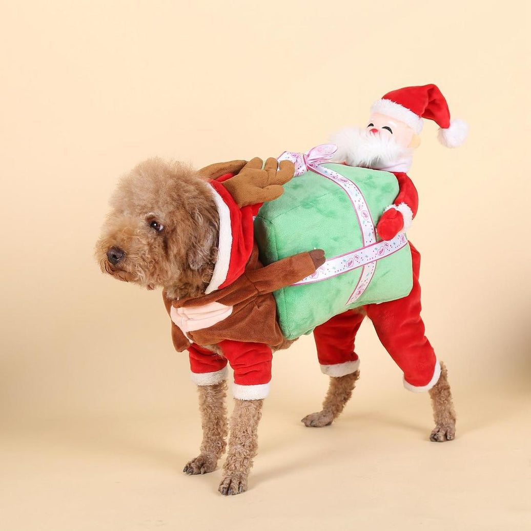 Santa Claus Gift Box Pet Costume Outfit