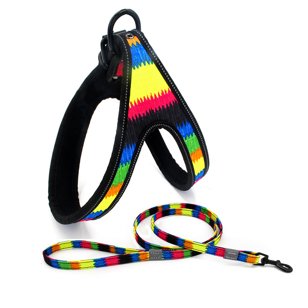 Reflective Pet Harness in Colorful Printed Oxford Fabric