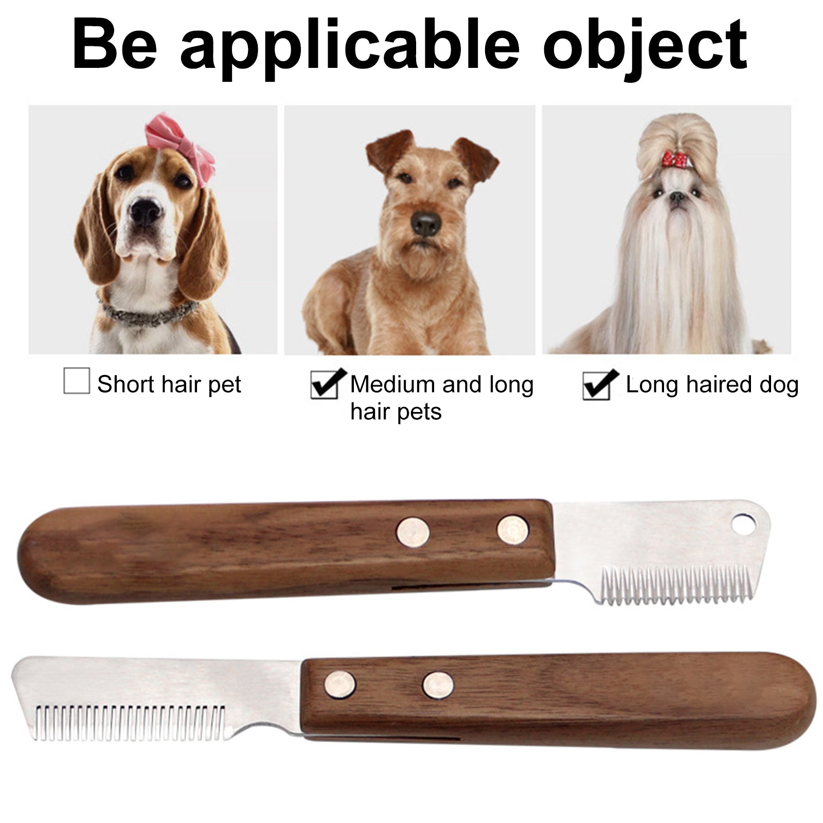 Stainless Steel Brush for Dog Cleaning with Wooden Handle