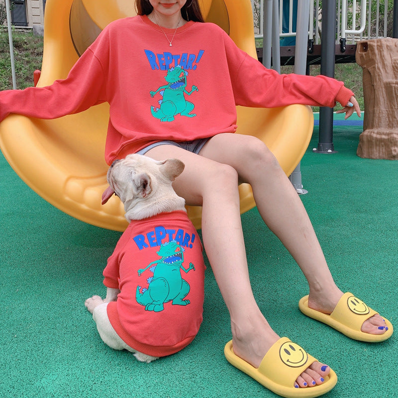 Cartoon Print Dog Parent-Child Outfit for Spring & Autumn