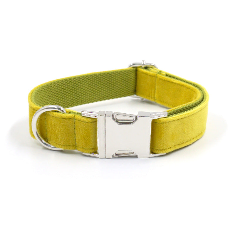 Yellow and Green Velvet Collar for Dogs
