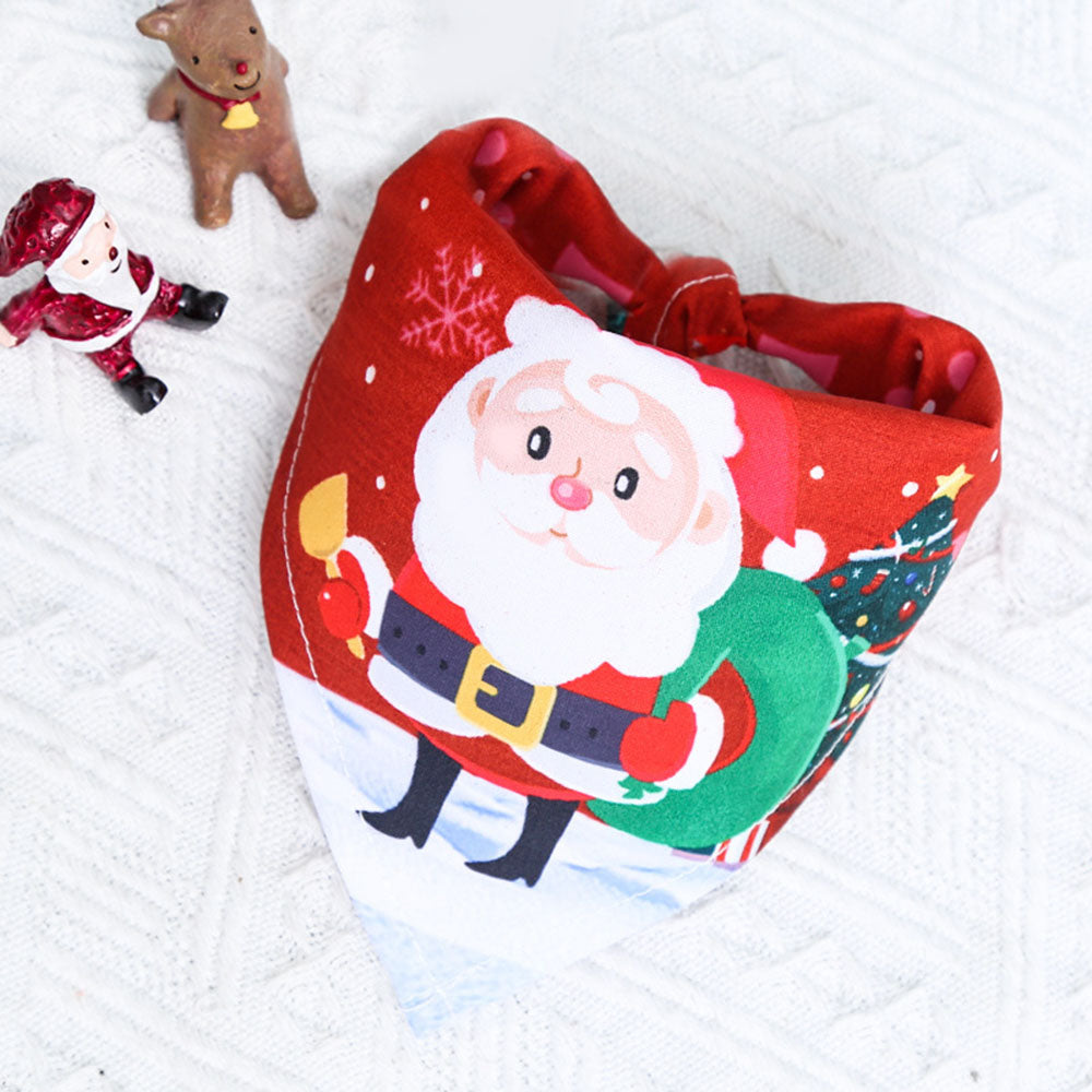 Christmas Cotton Print Pet Dress and Triangle Scarf