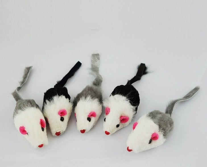 Cat Toy Set of 5 Plush Fake Mice for Playtime