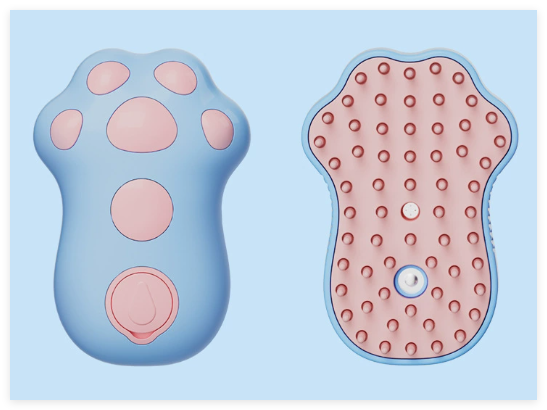 Pet Grooming Brush with Cat Paw Design and UV Sterilization